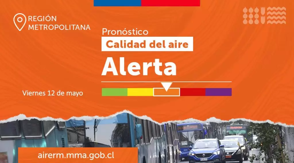 Alerta ambiental para este viernes 12 de mayo en la Región Metropolitana