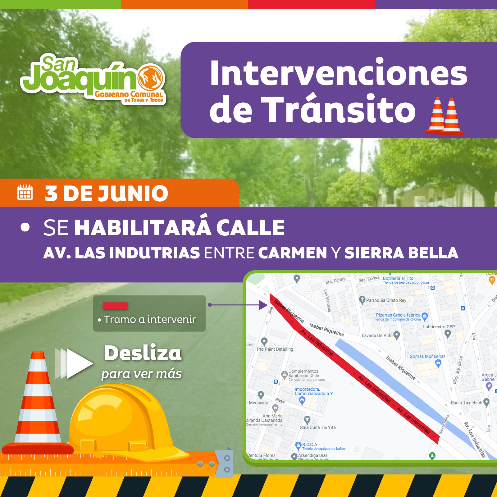 ¡Este sábado 3 de junio se reabrirá la Av. Las Industrias!