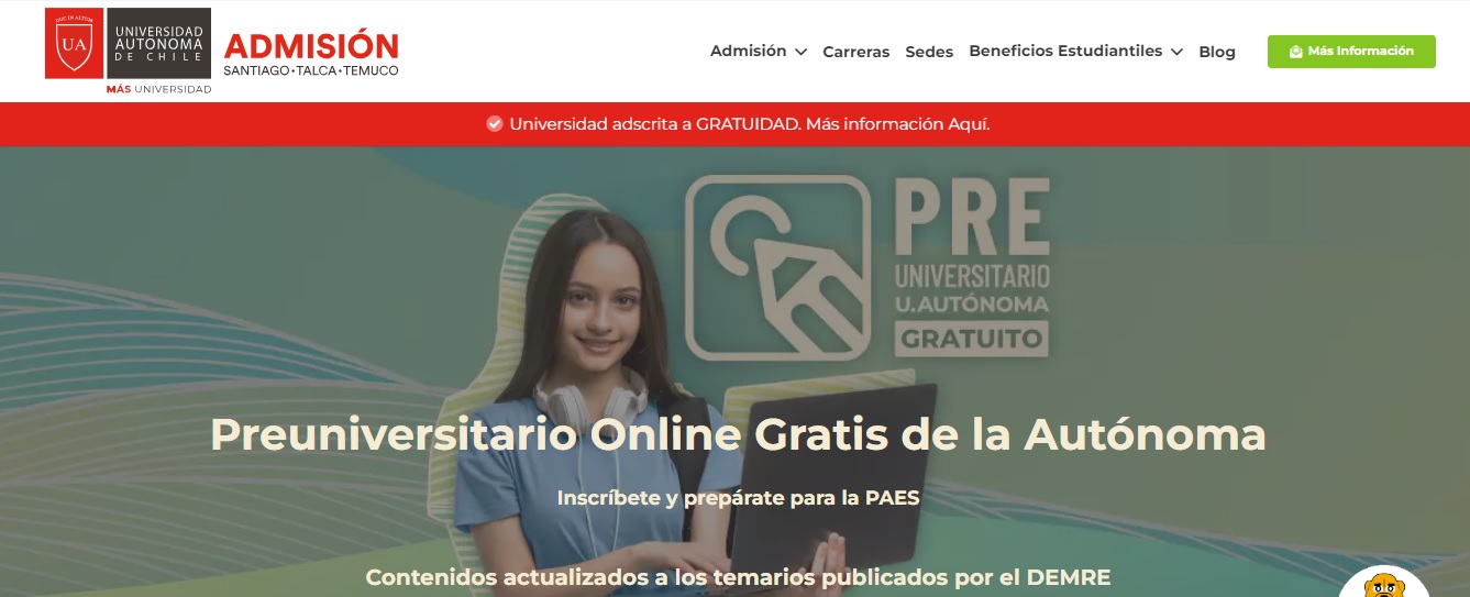 Universidad Autónoma abre postulaciones a preuniversitario gratuito