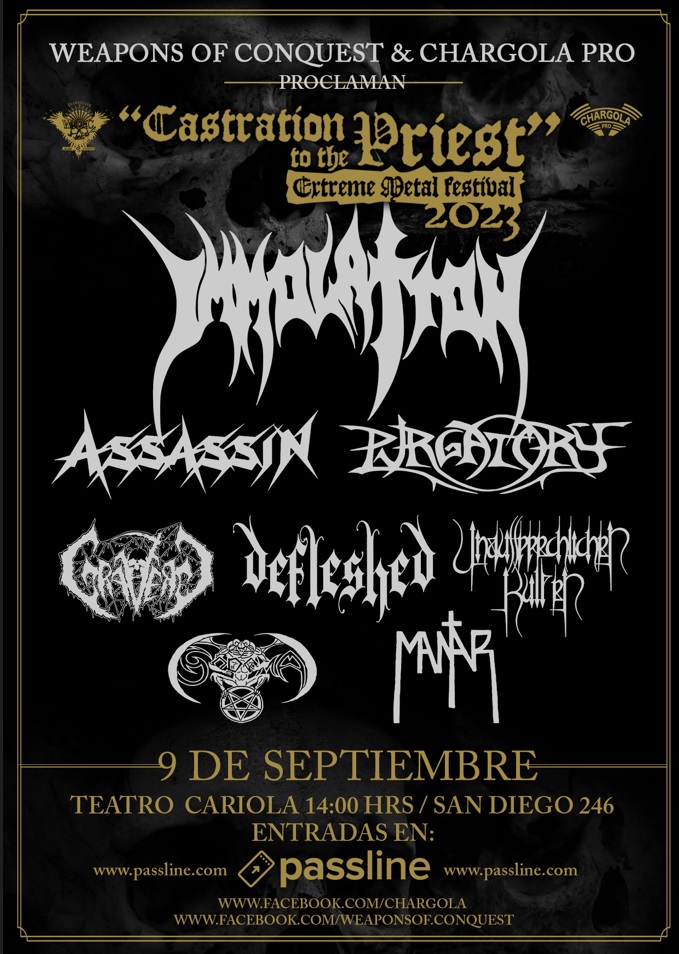 "Castration to the Priest 2023" reunirá a destacadas bandas de metal extremo en el Teatro Cariola