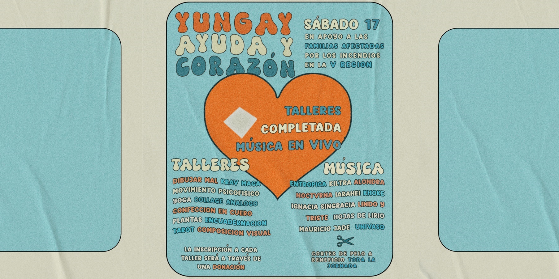 Barrio Yungay se une en jornada de talleres y música en vivo en apoyo a familias afectadas por incendio en la Región de Valparaíso