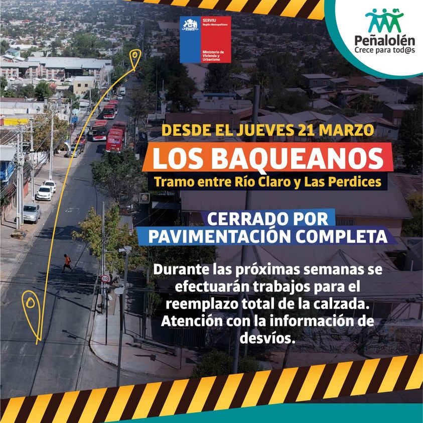 Peñalolén avanza en mejoras viales: Al menos 13 calles con cortes de tránsito por obras