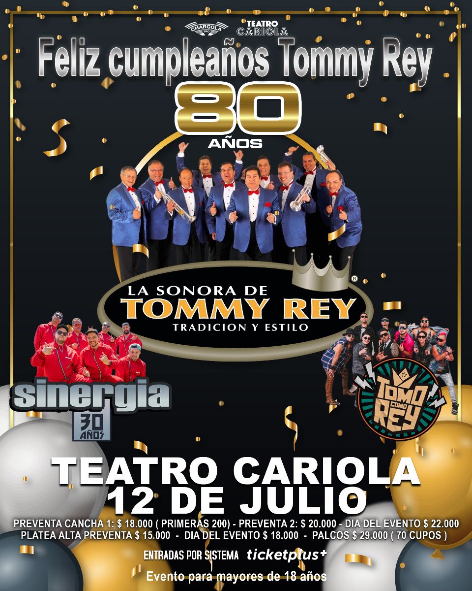 Tommy Rey celebra sus 80 años con gran fiesta musical en el Teatro Cariola