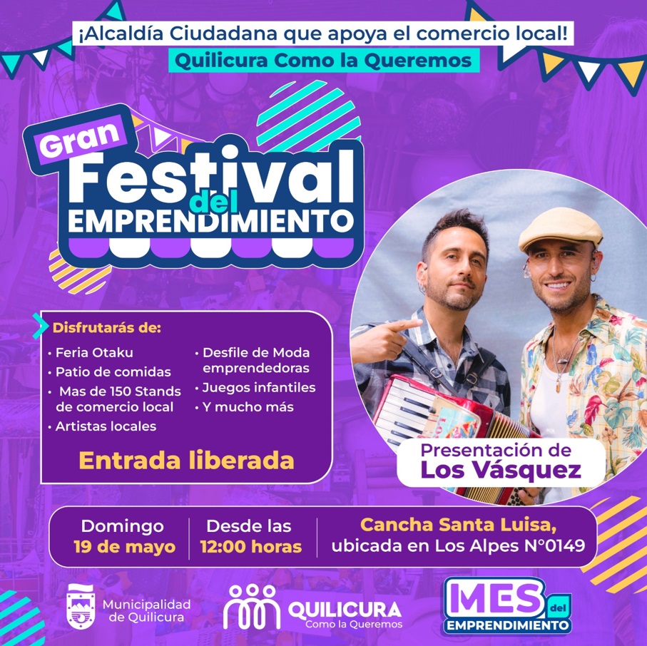 Con show de Los Vásquez se dará cierre al Mes del Emprendimiento en Quilicura