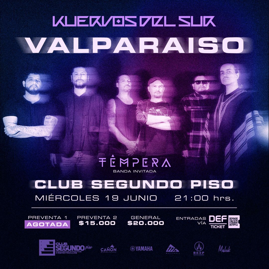 Banda Kuervos del Sur se presenta en Club Segundo Piso de Valparaíso este 19 de junio