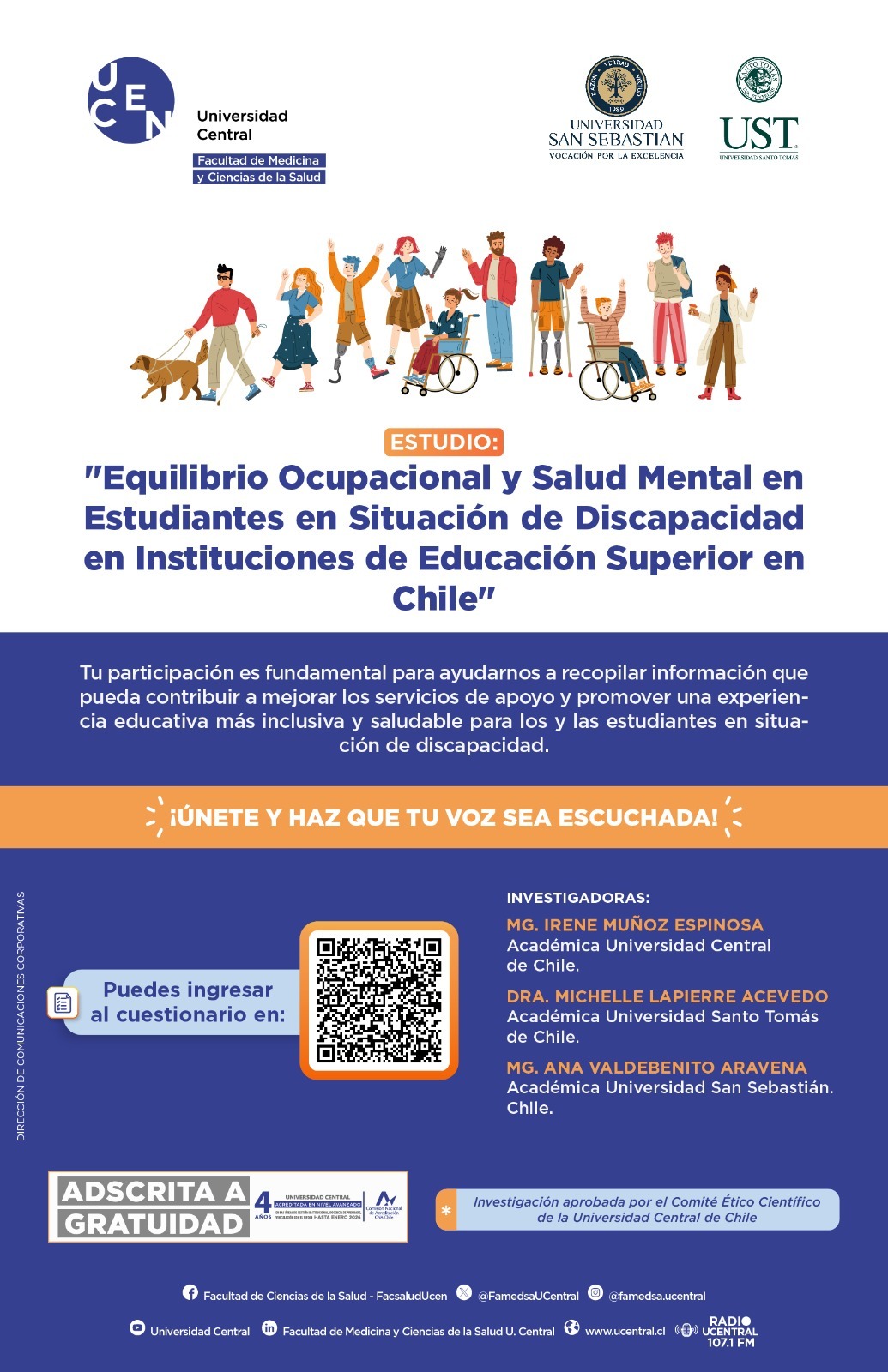 Pionero estudio busca conocer la salud mental de estudiantes con discapacidad en Educación Superior