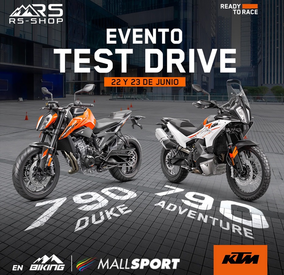 KTM Motos Chile junto a RS-Shop realizarán test drive de dos de sus exclusivos modelos en Mall Sport