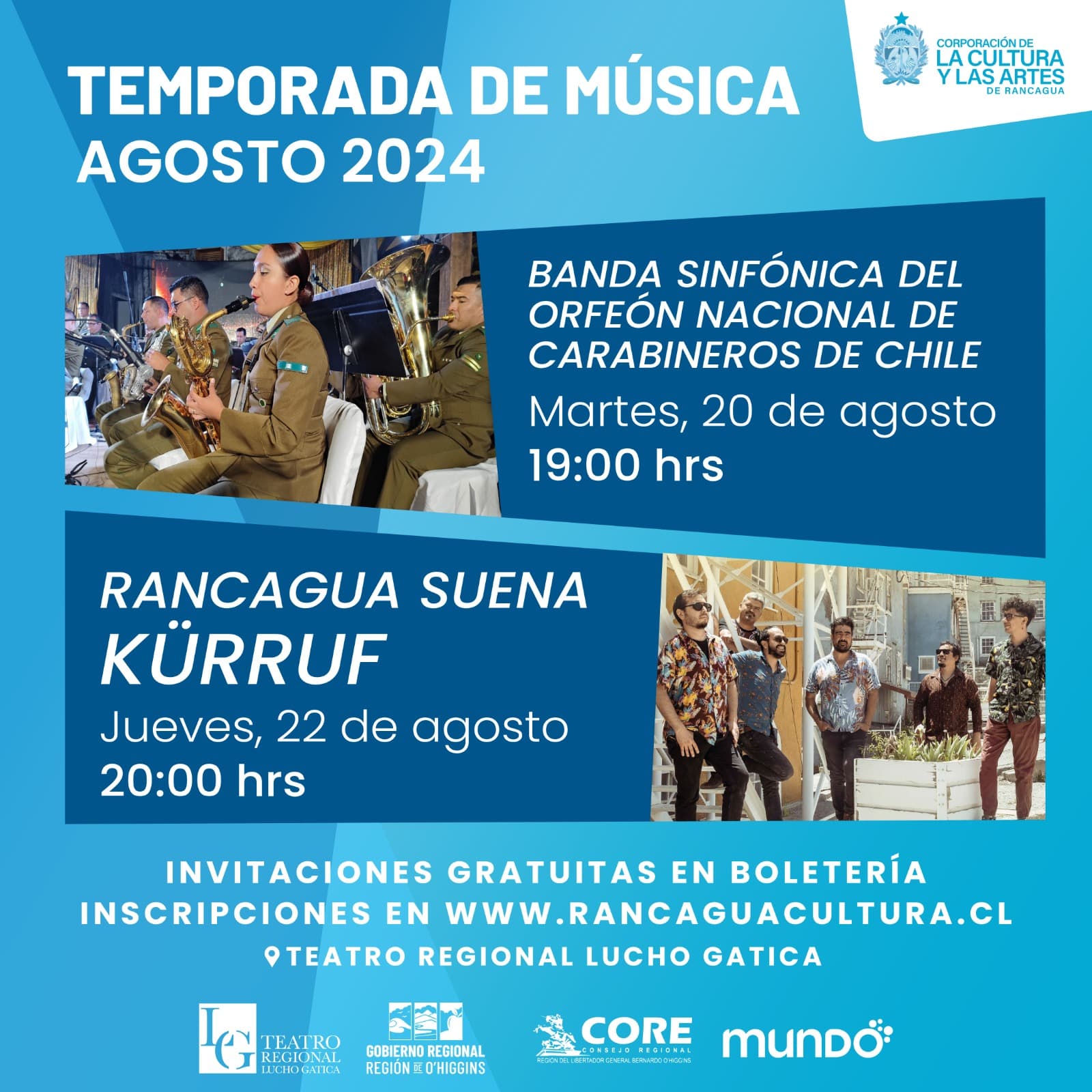 Continúa la “Temporada de Música” en el Teatro Regional Lucho Gatica en Rancagua