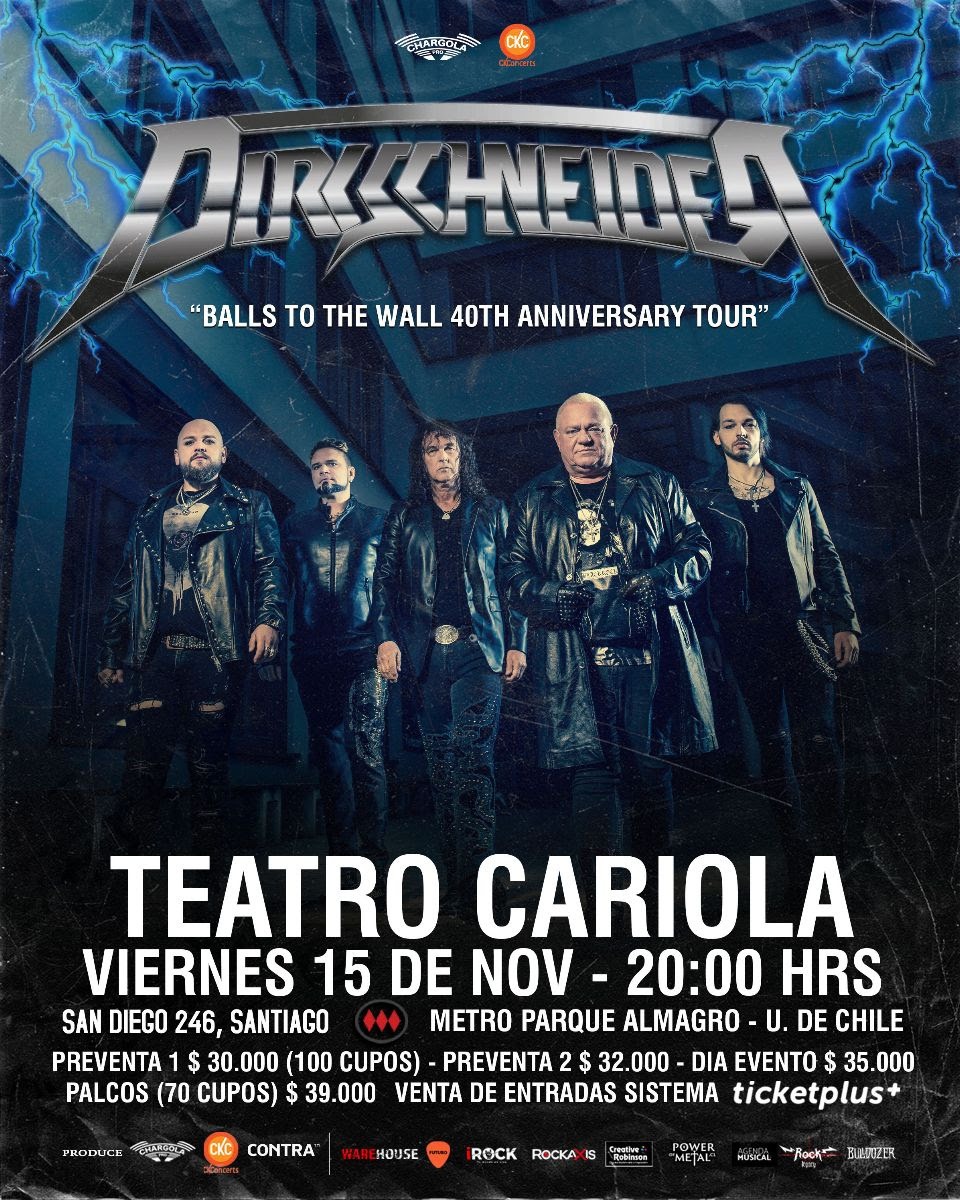 Dirkschneider llegará a Chile para celebrar los 40 años del álbum "Balls to Wall" en el Teatro Cariola