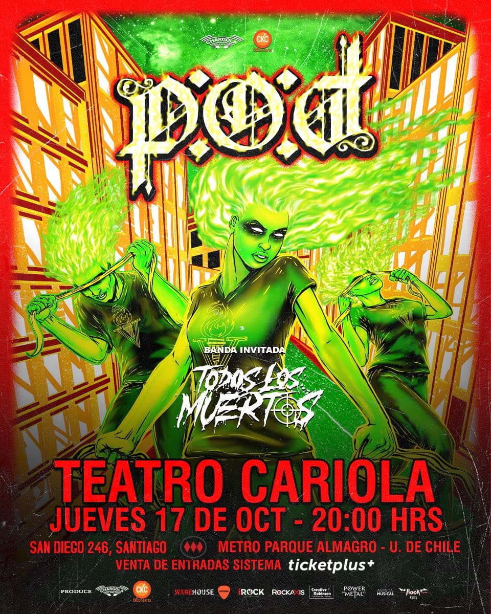 Todos los Muertos se suma al concierto de P.O.D. en el Teatro Cariola