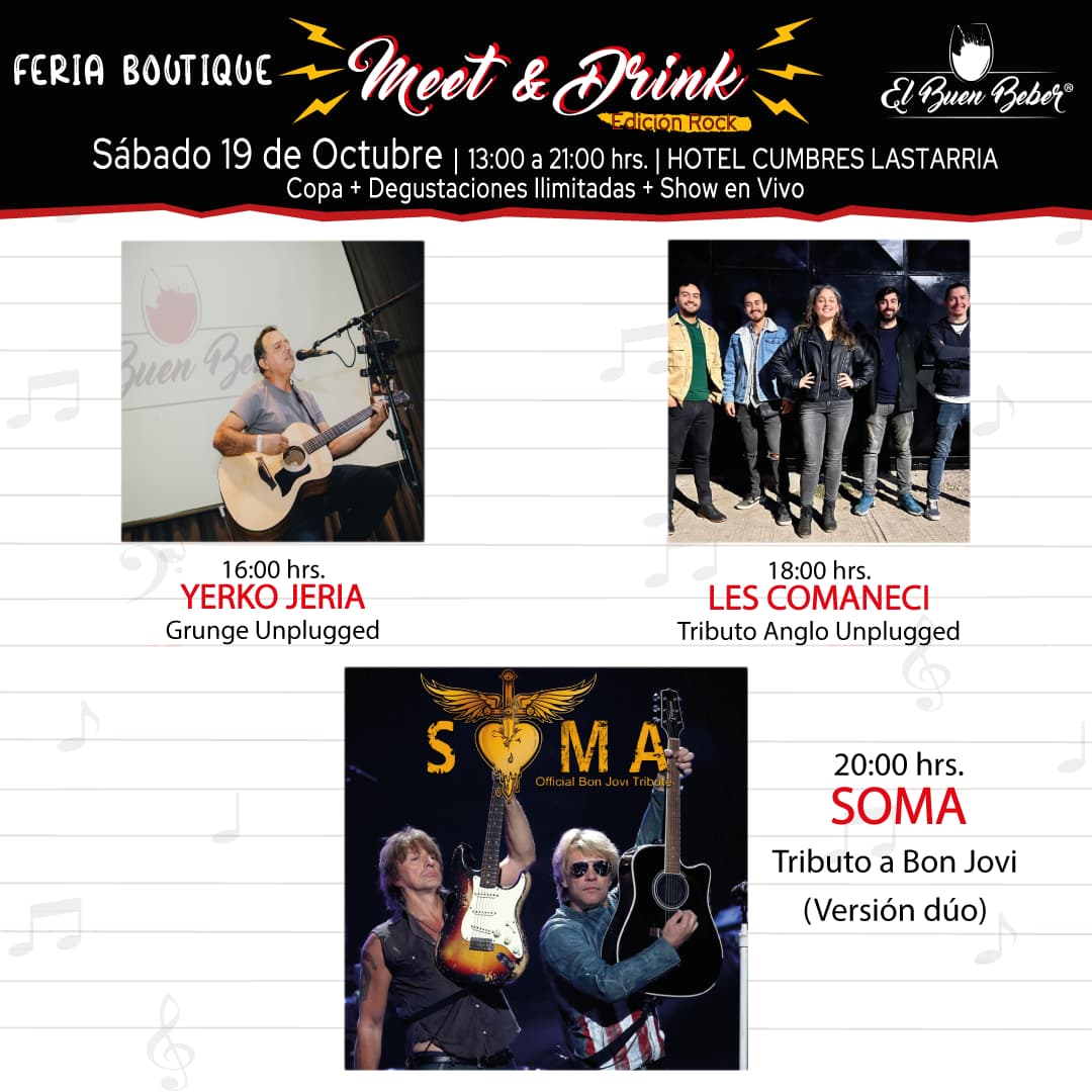 Meet & Drink Edición Rock: Una nueva experiencia con la actuación de SOMA, tributo a Bon Jovi