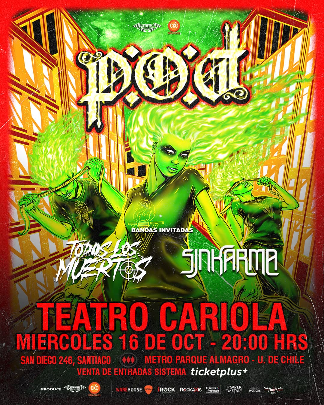 P.O.D. adelanta su concierto en Chile y suma a banda nacional Sinkarma