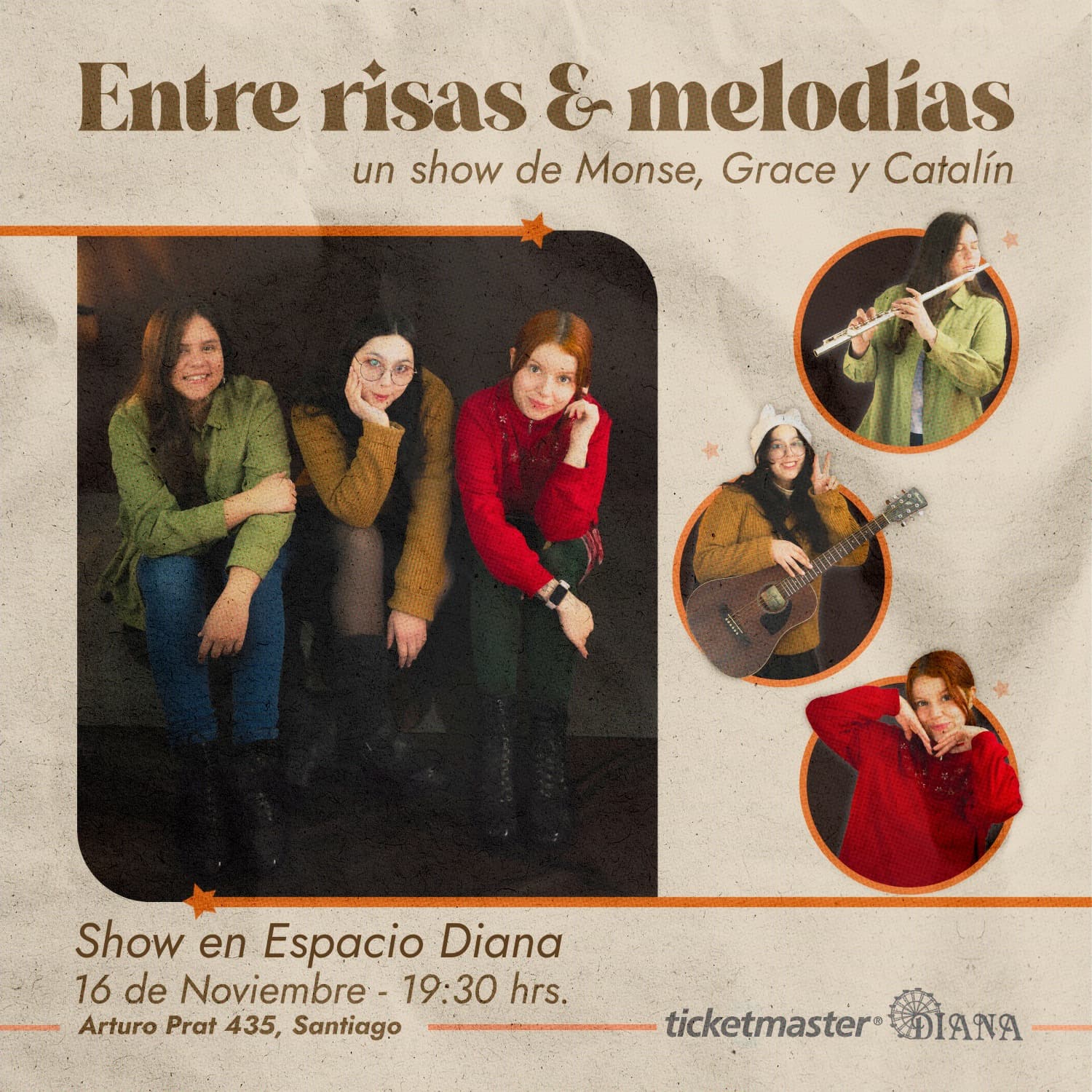 Grace Caracol, Monse Sembler y Catalín realizarán evento que combina música y humor en Espacio Diana