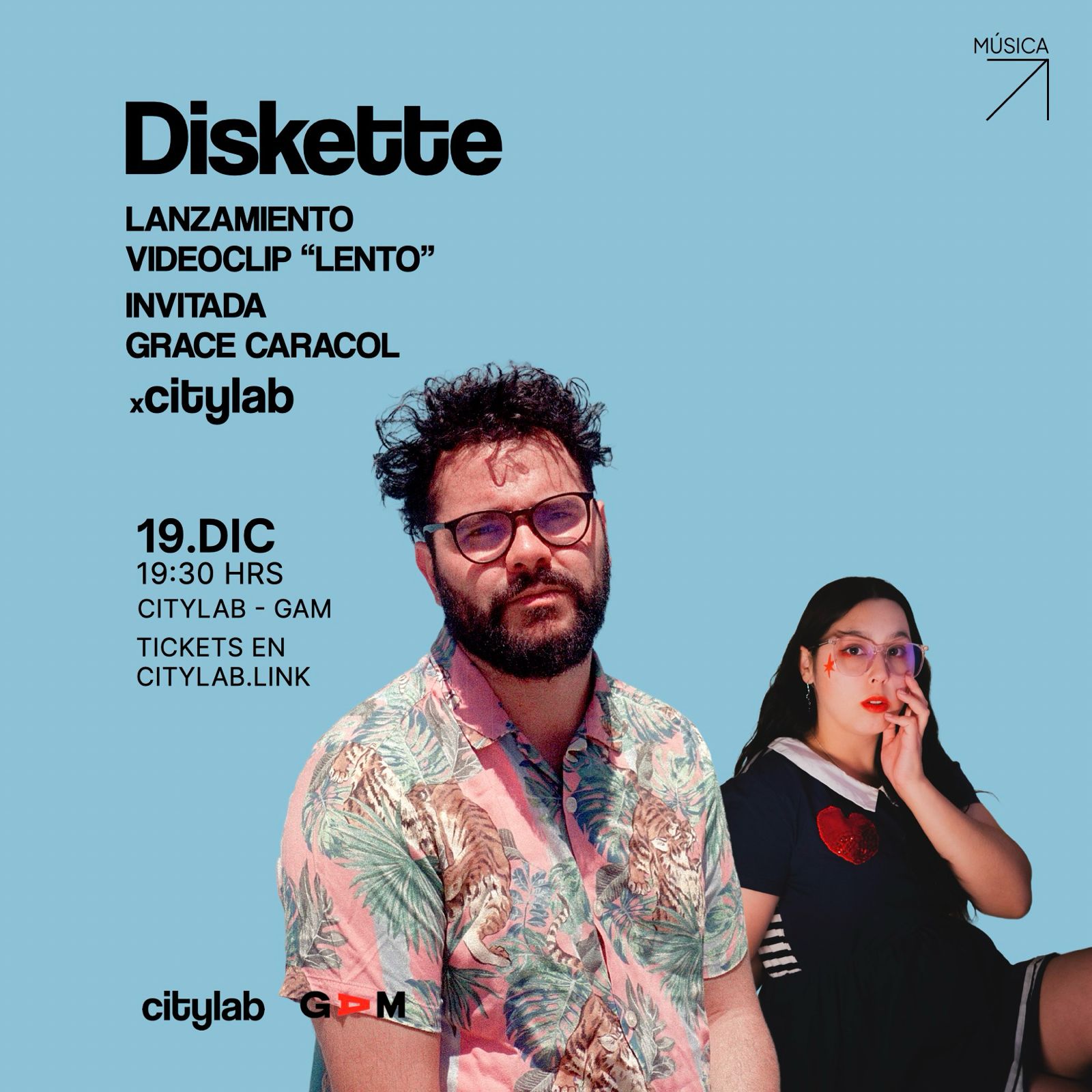 Diskette y Grace Caracol se presentarán este 19 de diciembre en CityLab