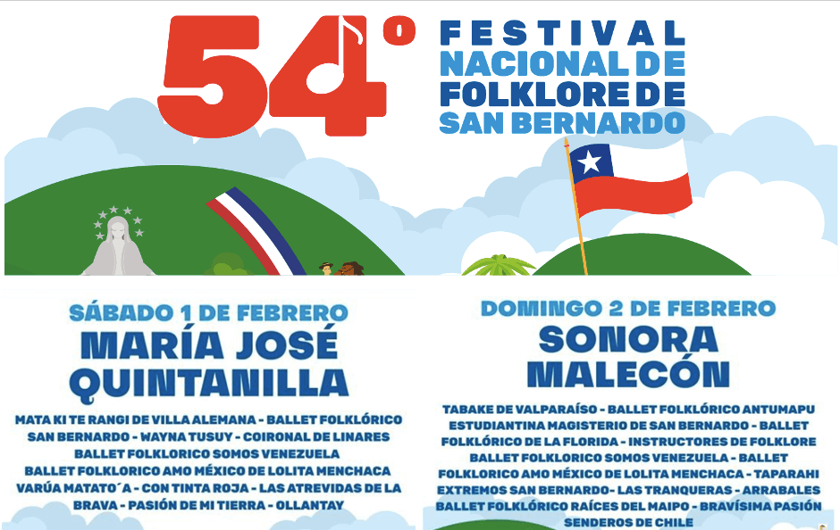 Hasta el domingo podrás disfrutar del Festival Nacional del Folklore en San Bernardo