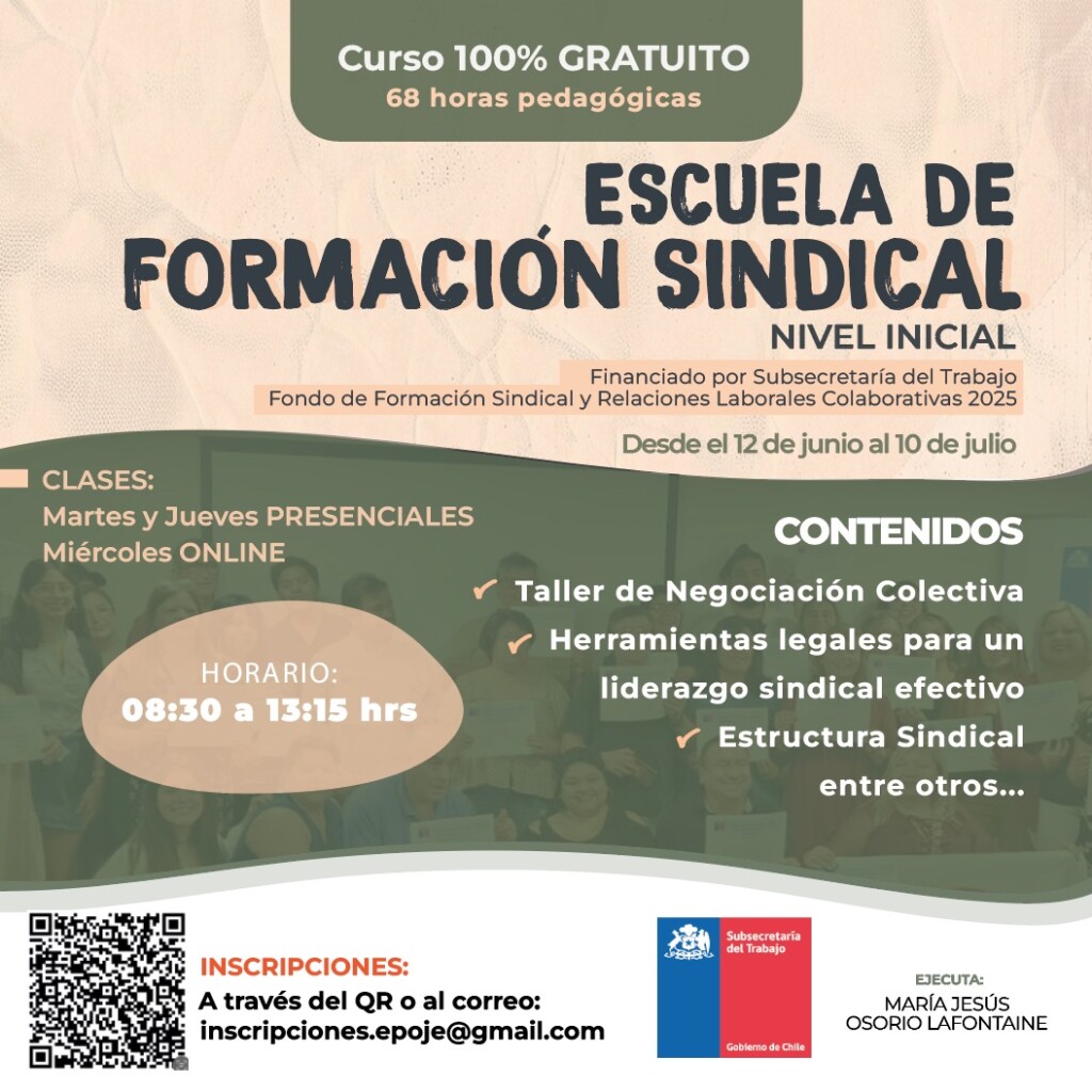Inicia convocatoria Escuela de Formación Sindical de Nivel Inicial, Región Metropolitana 2025