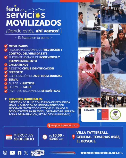 El Bosque: Feria de servicios “El Estado en tu Barrio”