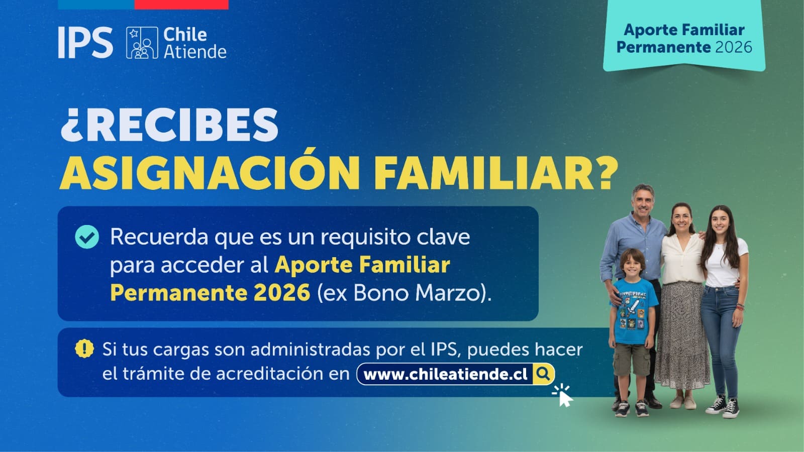 Revisa tus cargas familiares: requisito clave para recibir el Aporte Familiar Permanente 2026