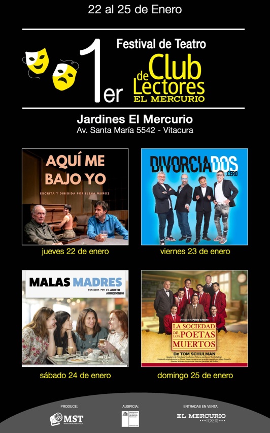 Festival de Teatro Club de Lectores reunirá a las principales obras del año en Los Jardines de El Mercurio
