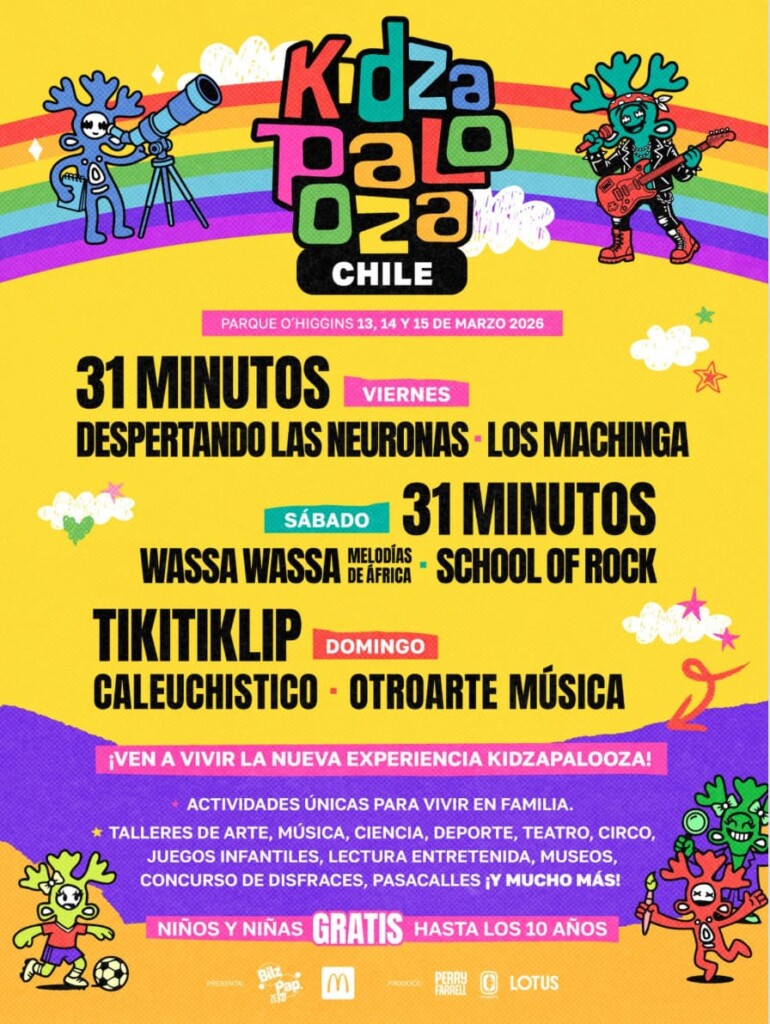 Kidzapalooza! revela su line up 2026 y consolida su propuesta educativa para niños y familias en Lollapalooza Chile