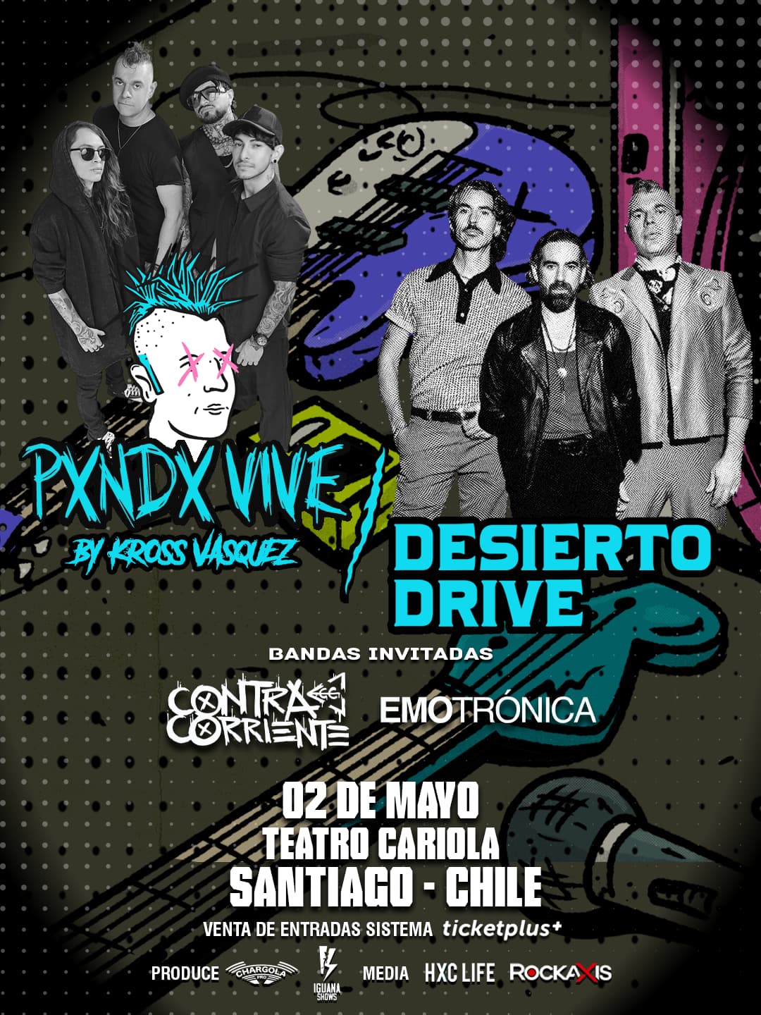 Contra Corriente y Emotrónica se suman como bandas invitadas al concierto de Desierto Drive y Pxndx Vive