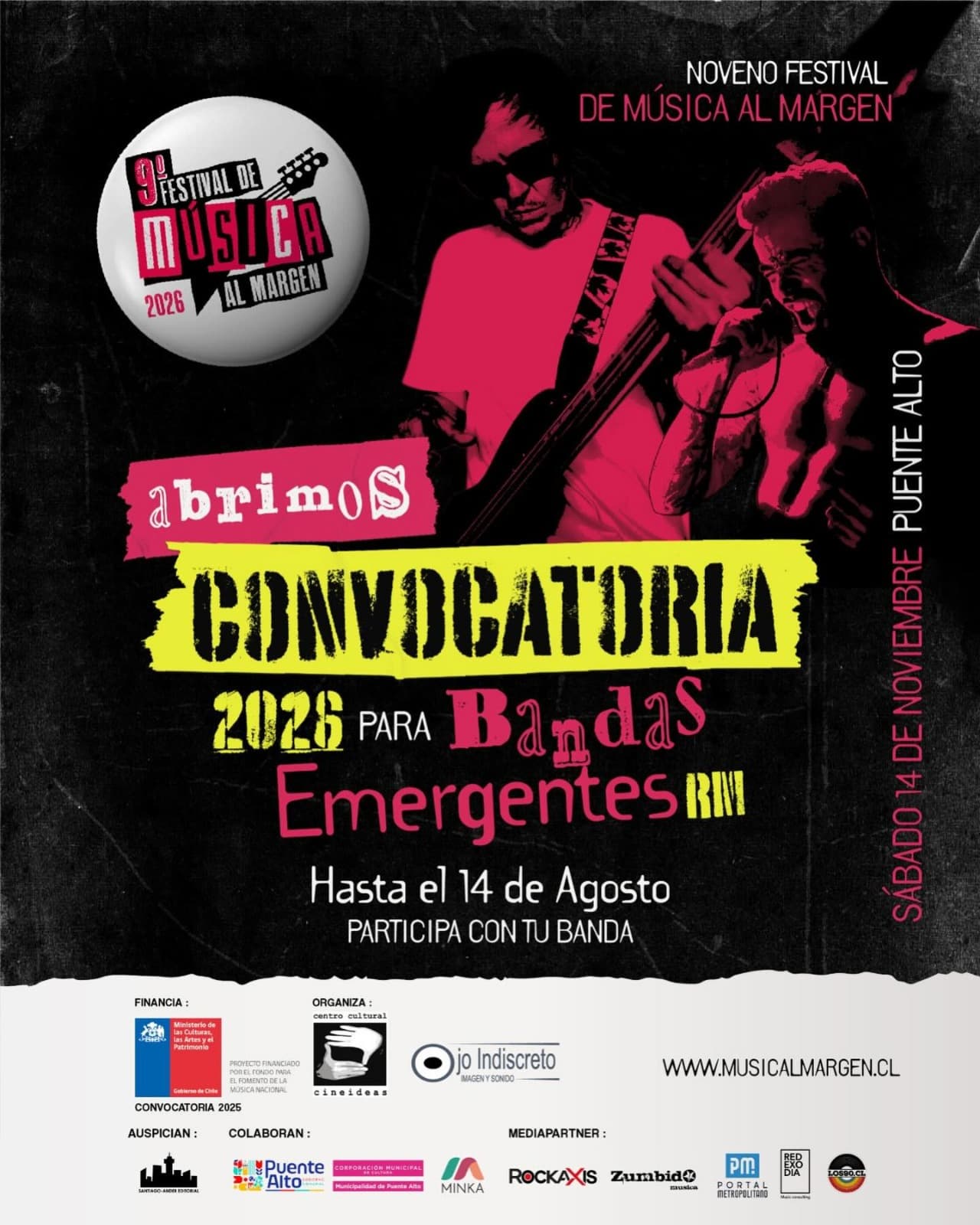 Festival de Música al Margen 2026 abre convocatoria para bandas emergentes