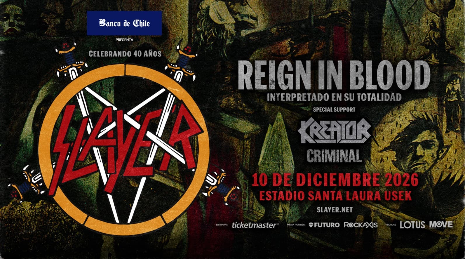 Slayer vuelve a Chile para celebrar los 40 años de Reign in Blood: La historia de la banda que redefinió el metal extremo