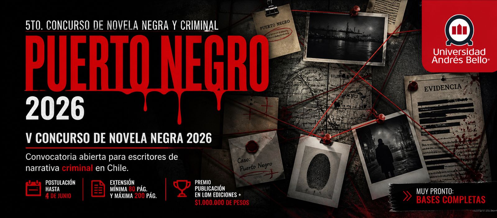 UNAB abre convocatoria internacional para el 5° Concurso de Novela Negra “Puerto Negro 2026”