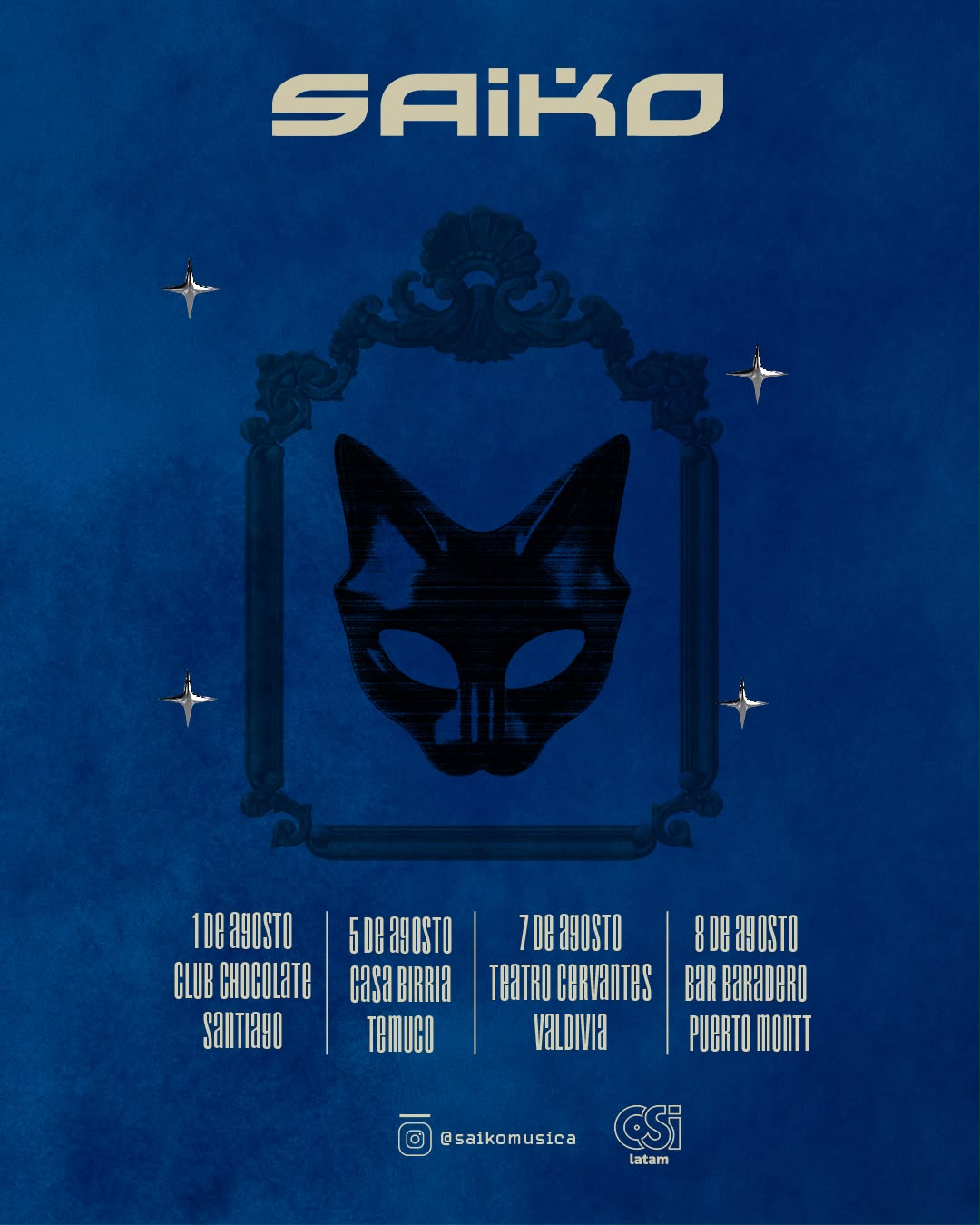Saiko anuncia gira nacional en agosto con shows en Santiago, Temuco, Valdivia y Puerto Montt