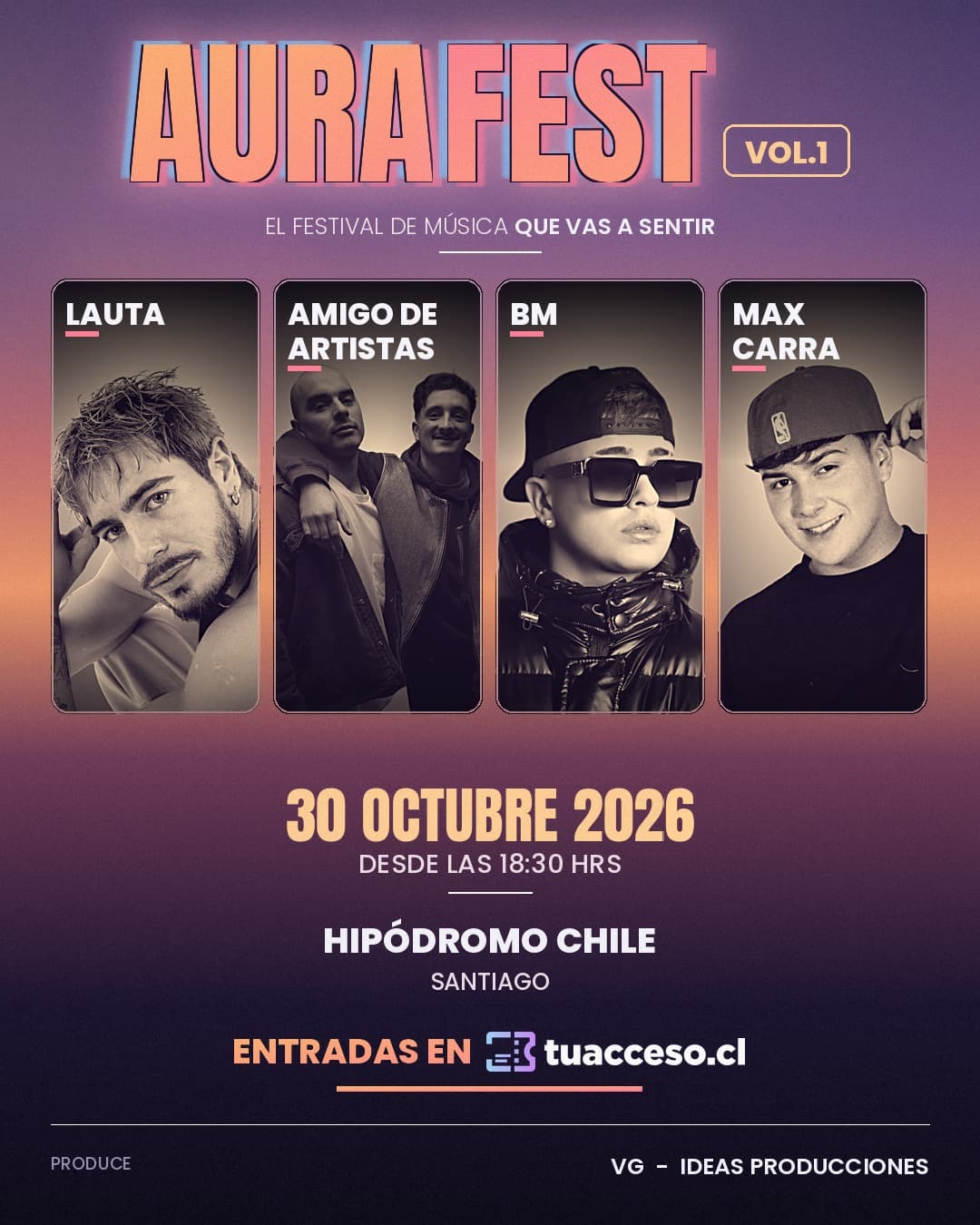 La nueva generación de la cumbia pop llega a Santiago con Aura Fest