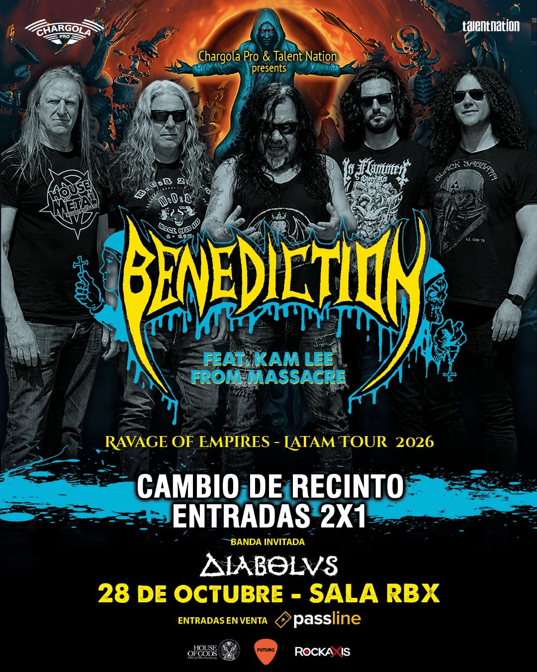 Concierto de Benediction cambia de recinto a Sala RBX
